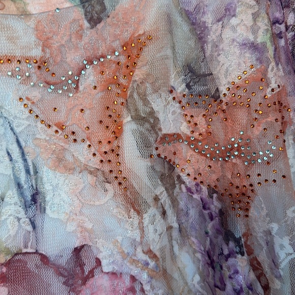 Roz & Ali Lace Overlay Top Size 1X NWOT - Picture 7 of 15